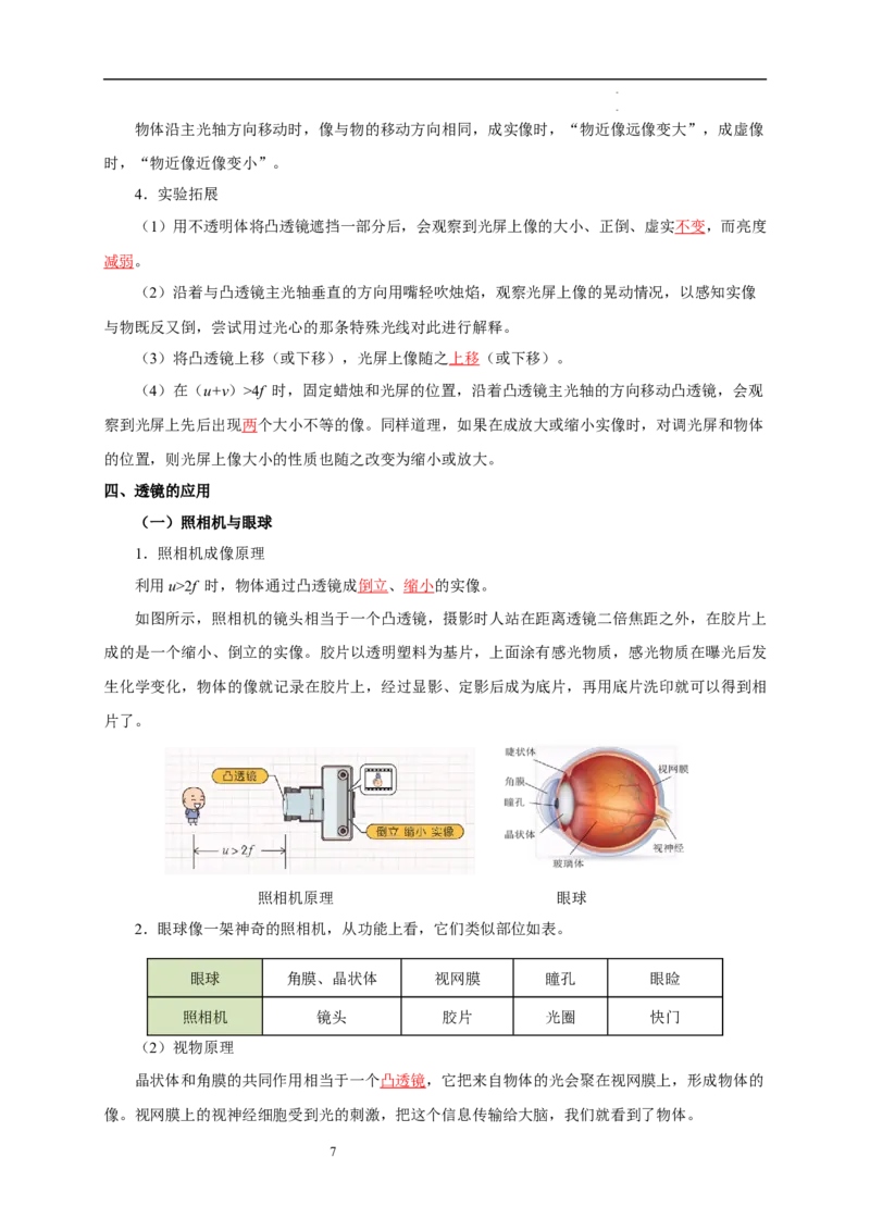 第三章光的折射透镜速记清单（解析版）_8上-初中物理苏科版(4)_06知识清单（齐全）_第1套