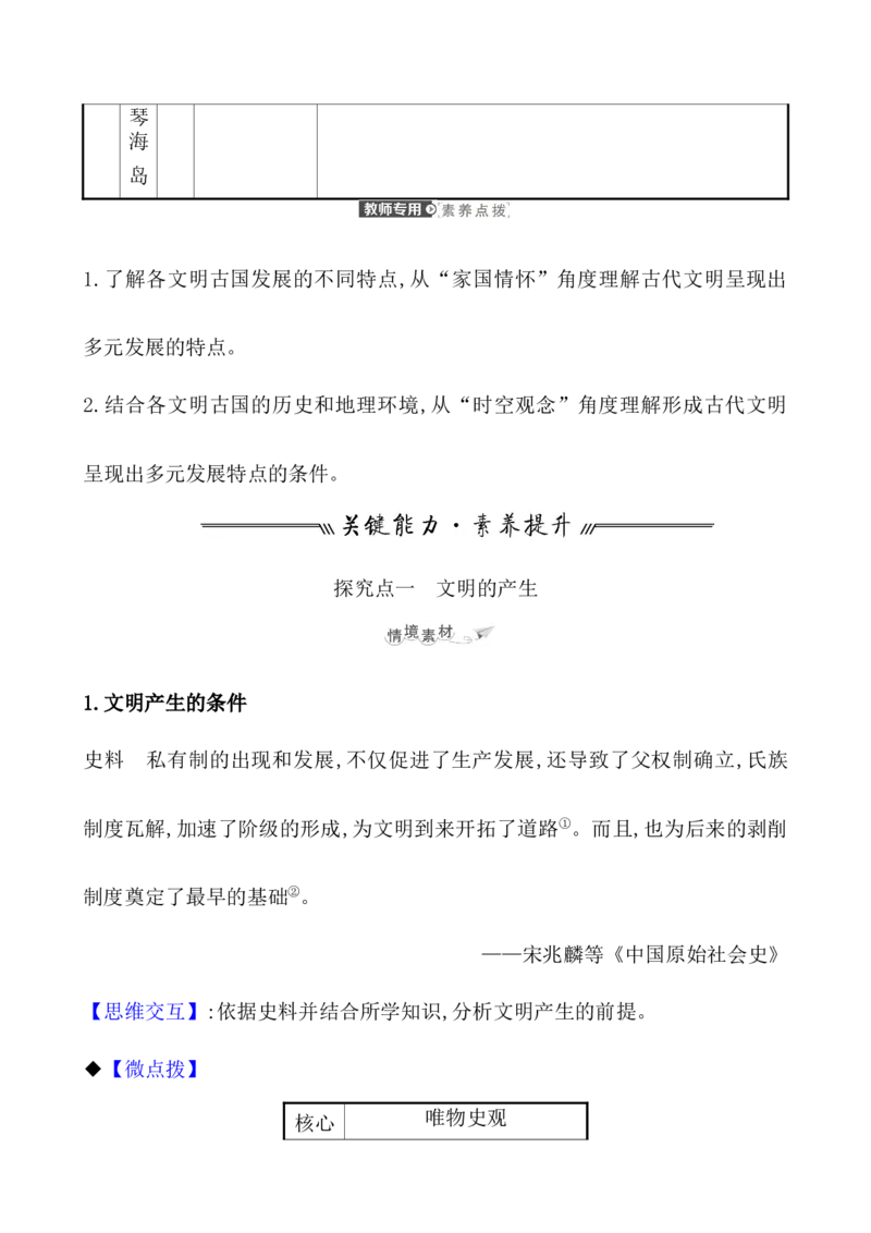 课题29文明的产生与早期发展教案_07高考历史_新高考复习资料_2022年新高考复习资料_2022届一轮复习讲练结合7.11更新_系列1_第十一单元古代文明的产生与发展