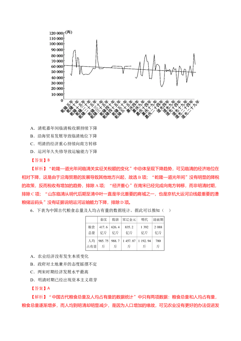 课时08明至清中叶的经济与文化-2022年高考历史一轮复习小题多维练（新高考版）（解析版）_07高考历史_新高考复习资料_2022年新高考复习资料