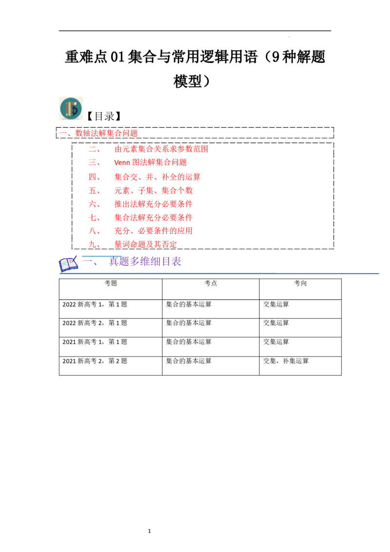 重难点01集合与常用逻辑用语（9种解题模型）（解析版）_02高考数学_新高考复习资料_2024年新高考资料_一轮复习资料_一轮复习讲义2024年高考数学复习全程规划（新高考）_重难点精讲
