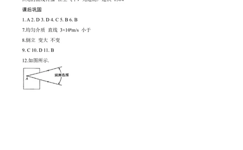 2.2光的直线传播（有答案）-八年级物理上册课堂同步专题训练（苏科版2024）_8上-初中物理苏科版(4)_04同步练习（齐全）