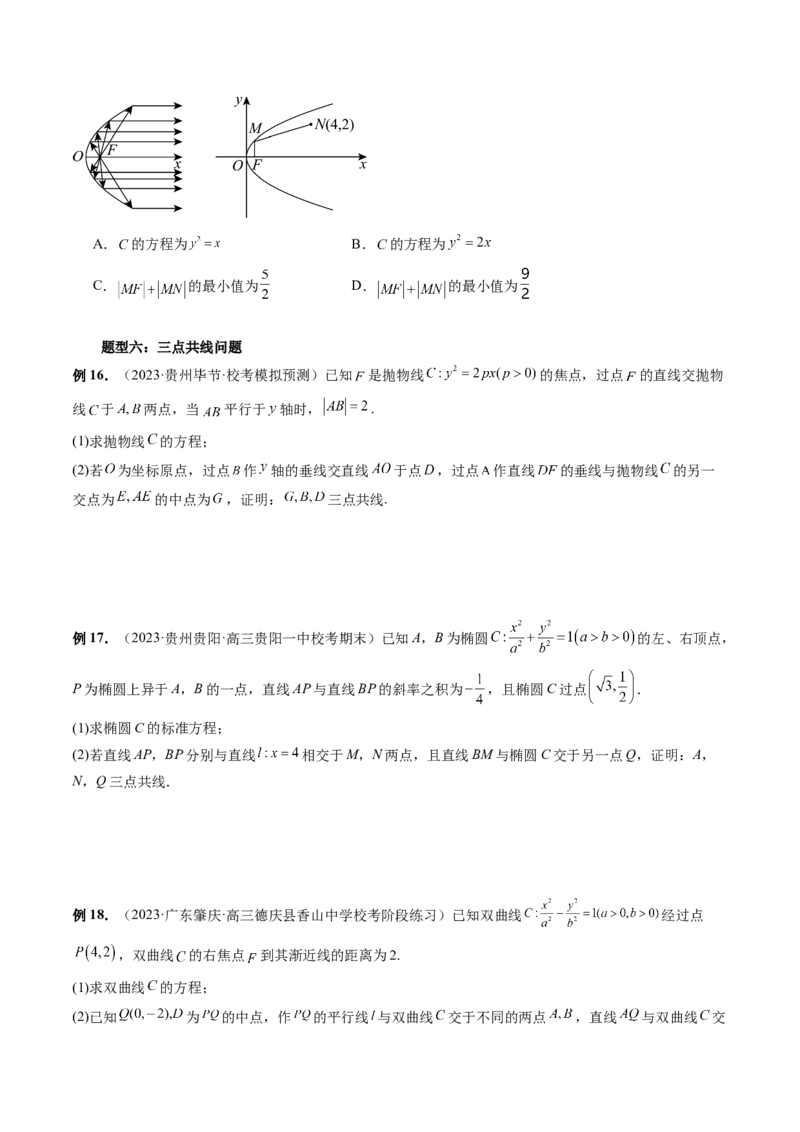 重难点突破19圆锥曲线中的仿射变换、非对称韦达、光学性质、三点共线问题（六大题型）（原卷版）_02高考数学_新高考复习资料_2024年新高考资料_一轮复习资料