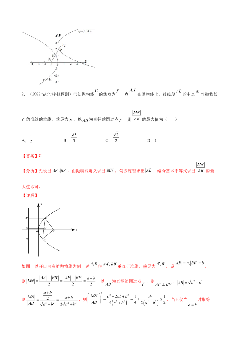 重难点14三种抛物线解题方法（核心考点讲与练）-2023年高考数学一轮复习核心考点讲与练（新高考专用）(解析版）_02高考数学_新高考复习资料_2023年新高考资料_一轮复习