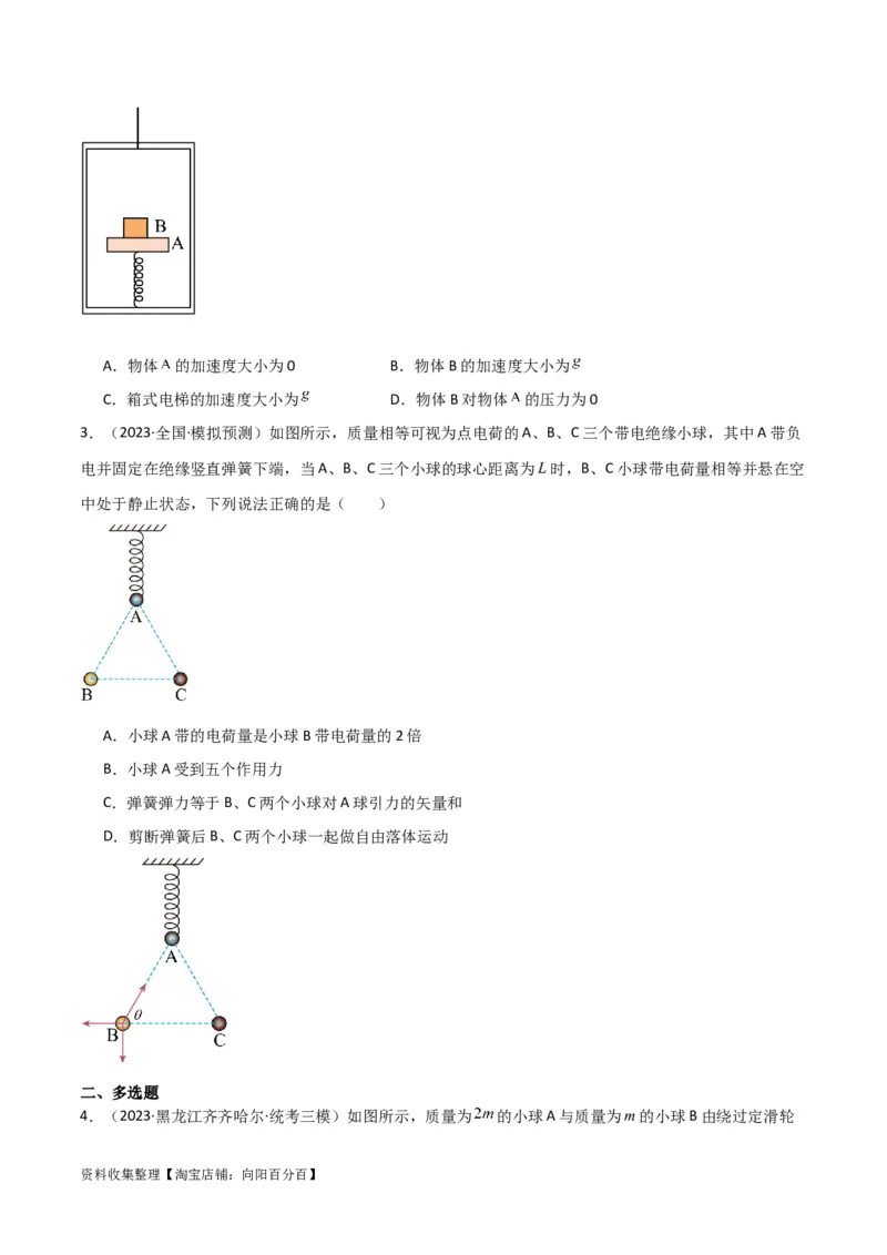 考点巩固卷09牛顿第二定律的理解和应用（原卷版）_04高考物理_新高考复习资料_2024新高考复习资料_一轮复习资料_完2024年高考物理一轮复习考点通关卷（新高考通用）_考点巩固卷