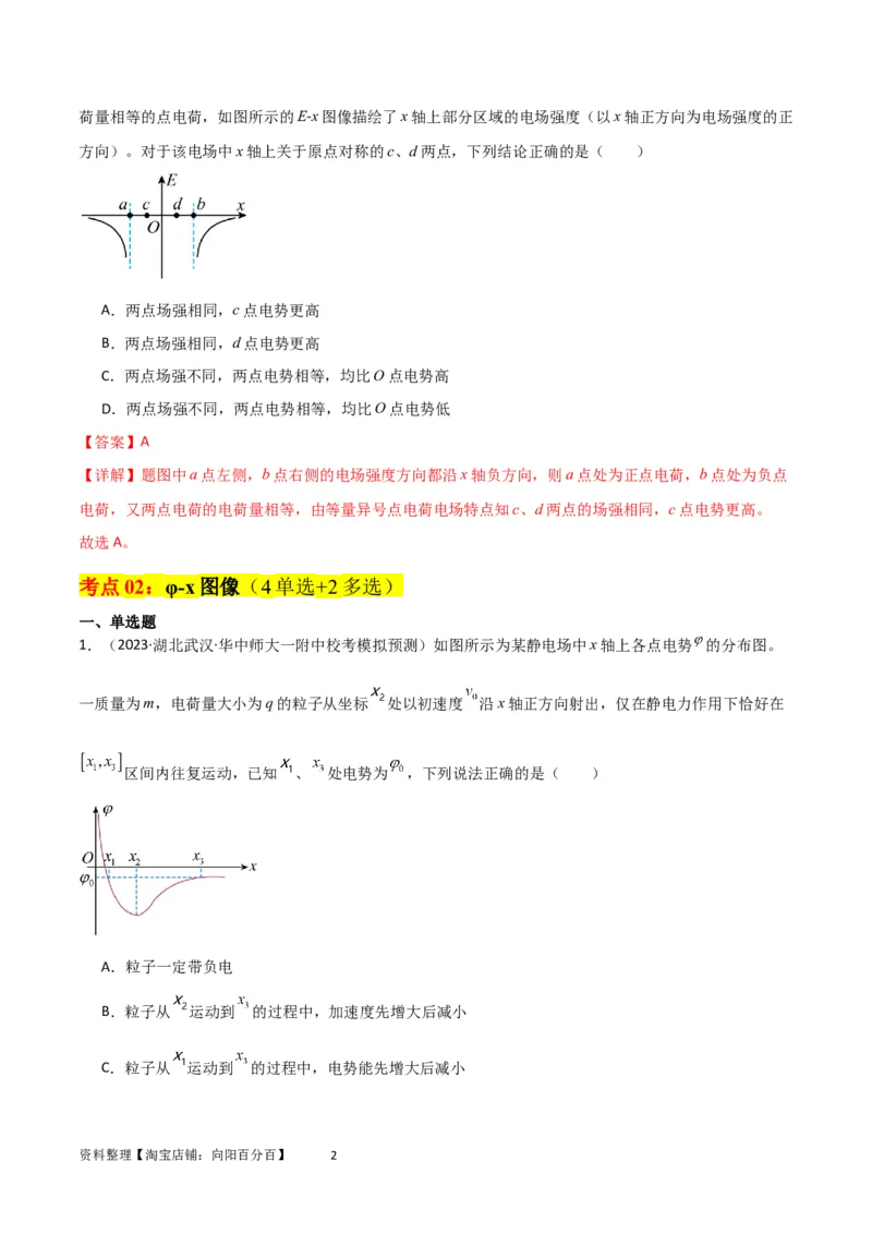 考点巩固卷53电场中的图像问题（解析版）_04高考物理_新高考复习资料_2024新高考复习资料_一轮复习资料_完2024年高考物理一轮复习考点通关卷（新高考通用）_考点巩固卷_电磁部分