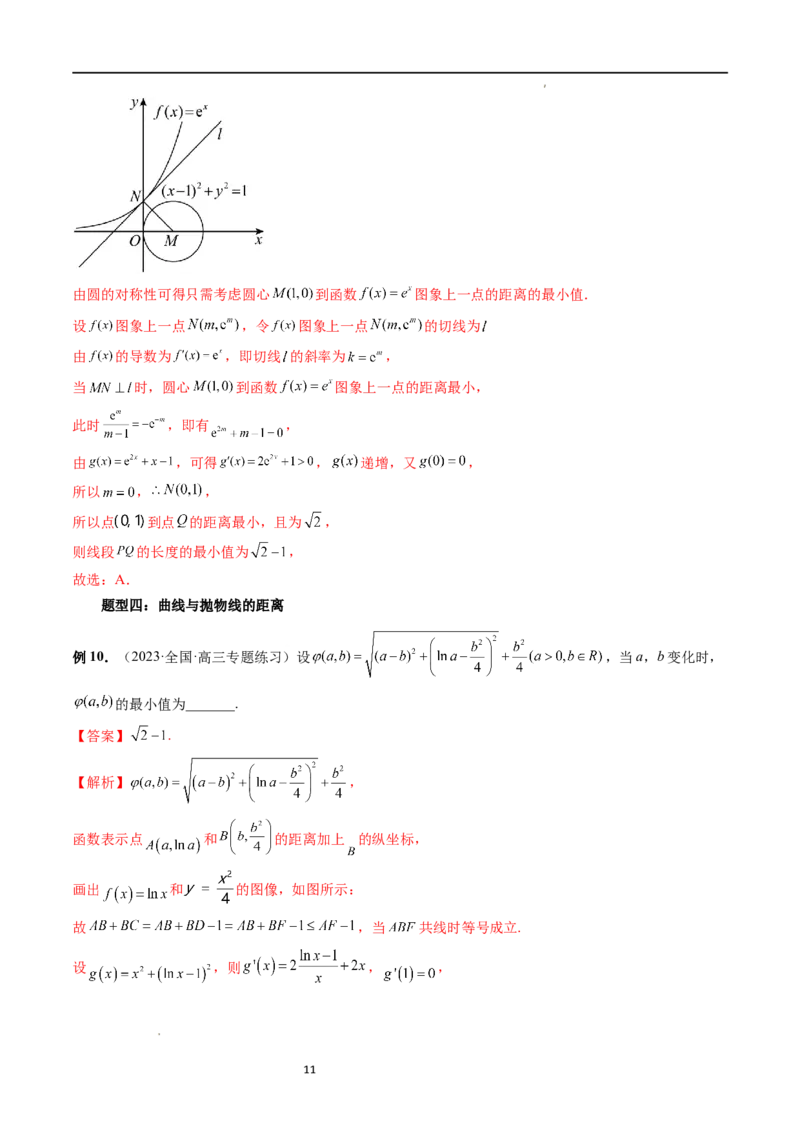 重难点突破12导数中的&ldquo;距离&rdquo;问题（七大题型）（解析版）_02高考数学_新高考复习资料_2024年新高考资料_一轮复习资料_完2024年高考数学一轮复习讲练测(课件+讲义+练习)（新高考）