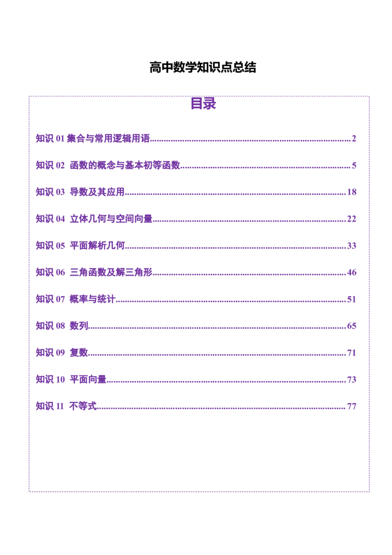高中数学知识点全总结+二级结论归纳-上好课2025年高考数学二轮复习讲练测（新高考通用）_2025年新高考资料_二轮复习_01高考语文等多个文件