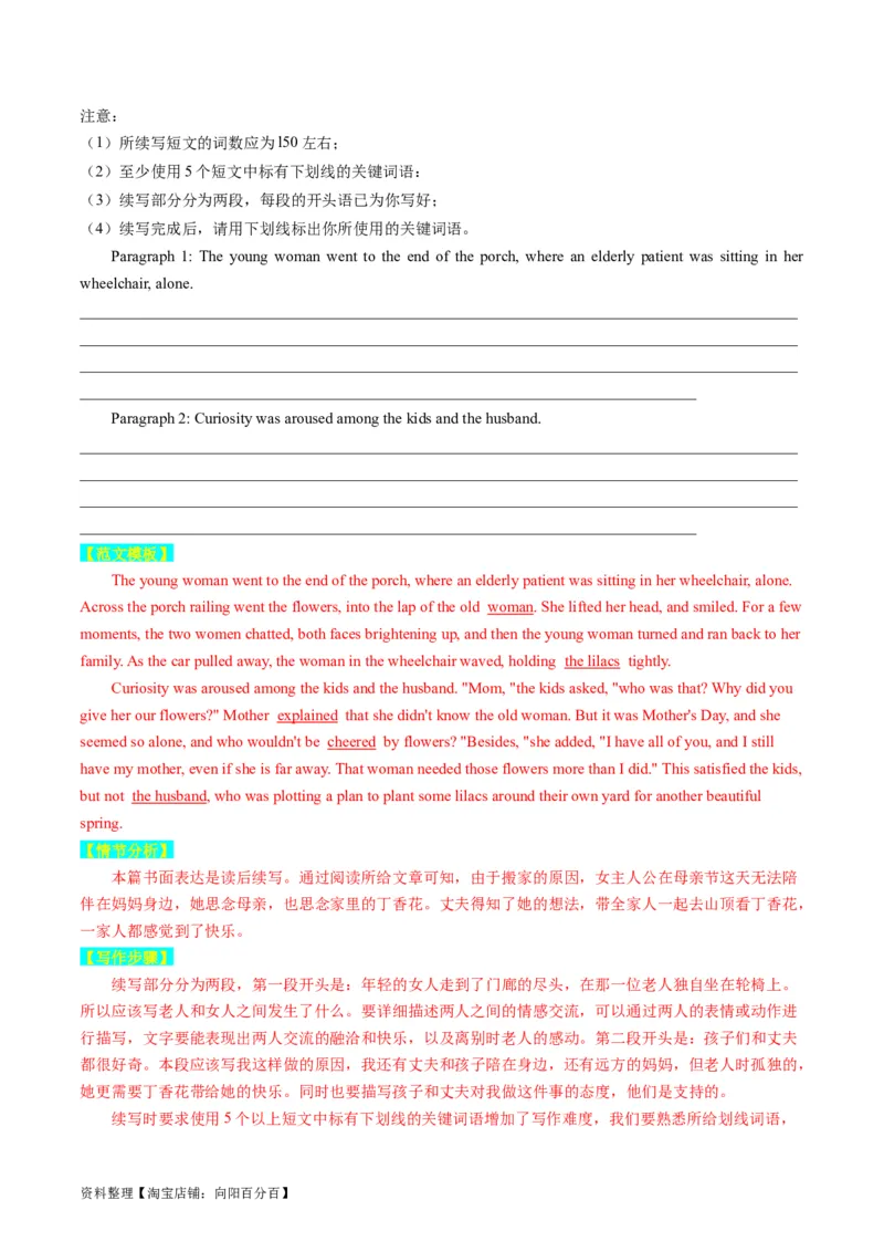 重点话题突破08文化、艺术类（读后续写高频主题分类）（讲义）（解析版）_03高考英语_新高考复习资料_2024年新高考资料_一轮复习资料_第八部分读后续写高频主题分类_解析版