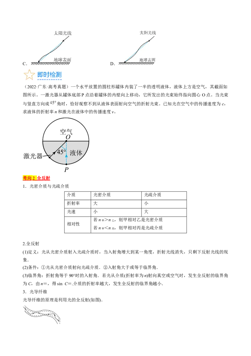 考点64光的折射全反射（原卷版）_04高考物理_通用版（老高考）复习资料_2024年复习资料_完备战2024年高考物理一轮复习考点帮（全国通用）