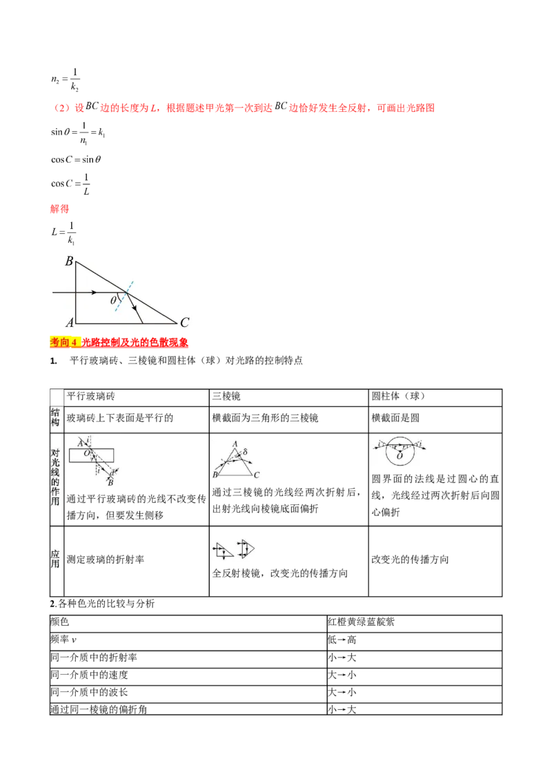 考点64光的折射全反射（解析版）_04高考物理_通用版（老高考）复习资料_2024年复习资料_完备战2024年高考物理一轮复习考点帮（全国通用）_答案解析版