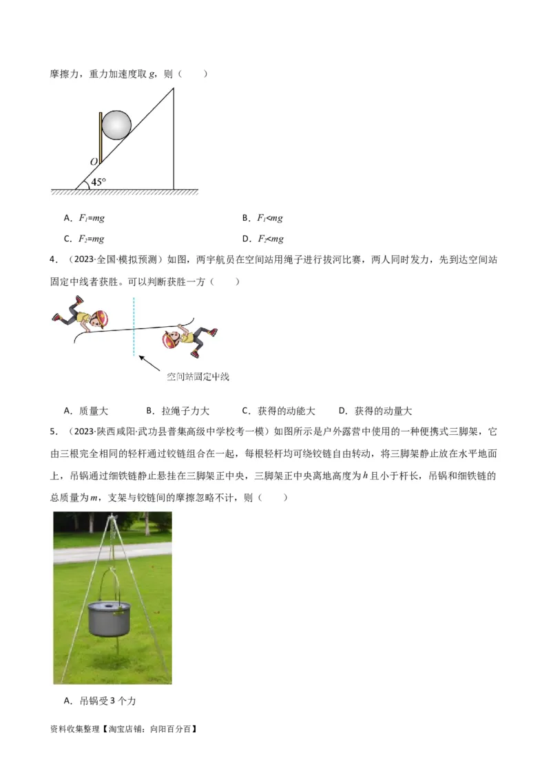 考点巩固卷10牛顿第三定律额理解和应用（原卷版）_04高考物理_新高考复习资料_2024新高考复习资料_一轮复习资料_完2024年高考物理一轮复习考点通关卷（新高考通用）_考点巩固卷