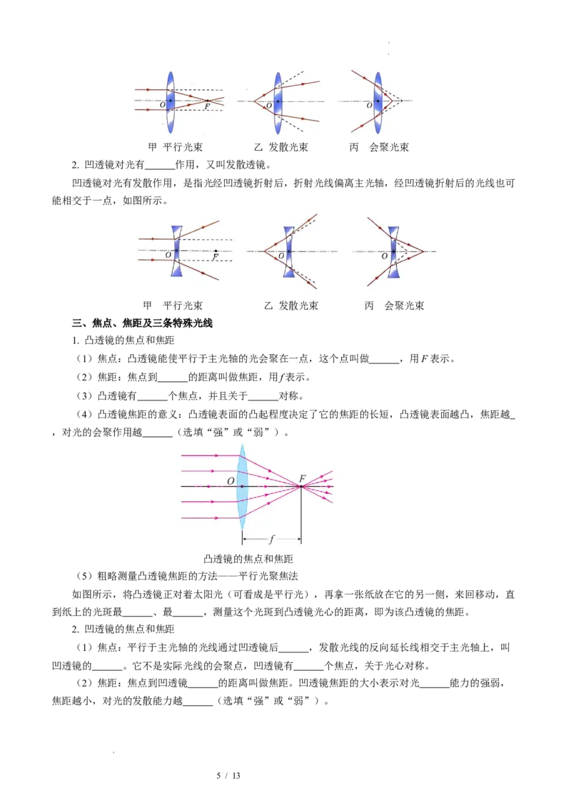 第三章光的折射透镜（知识清单）学生版_8上-初中物理苏科版(4)_06知识清单（齐全）_第2套