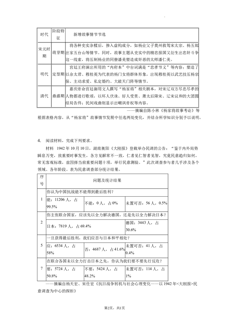 题型10开放探究型试题专项训练--2024届高三统编版历史一轮复习_07高考历史_新高考复习资料_2024年新高考复习资料_一轮复习资料_2024届高三统编版历史一轮复习特色题型专项训练