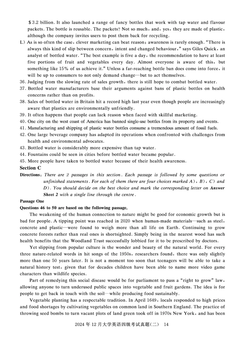 四级真题试题（24年12月）_英语四六级保存避免失效_最新更新，视频都在这_2026、6月四级速转存易和谐_0、2025年12月四级_00.学丞四级全程班刘晓燕_00讲义资料_四六级历年真题汇总