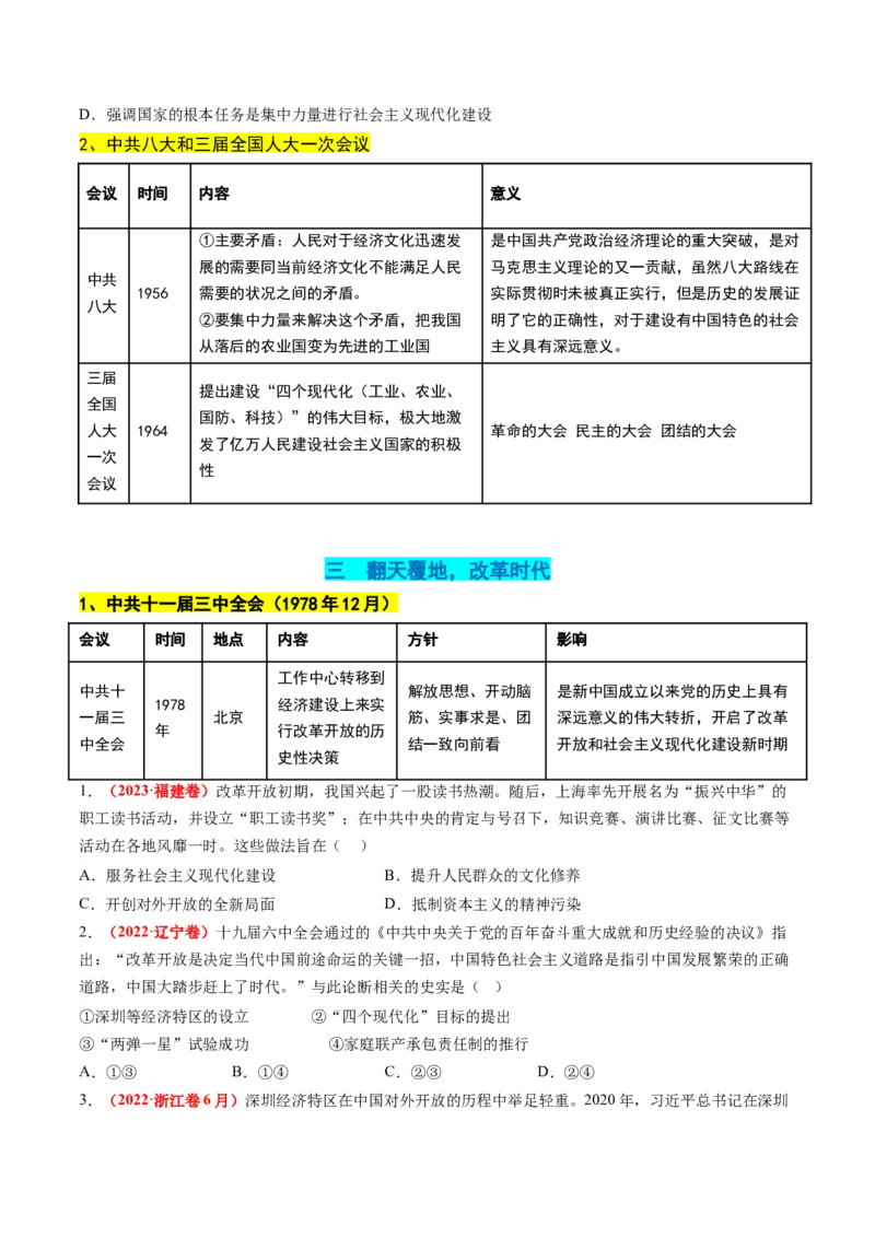 高考热点01红色党史，逐梦征程（讲义）（原卷版）_07高考历史_2024年新高考资料_2.2024二轮复习_2024年高考历史二轮复习讲练测（新教材新高考）