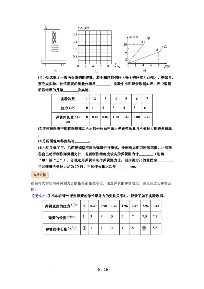 第05讲课时7.1力弹力（学生版）-八年级物理下册同步精品讲义（苏科版2025）_8下-初中物理苏科版(4)_06讲义_学生版文件夹（题目不含答案或解析）目录与教师版一致