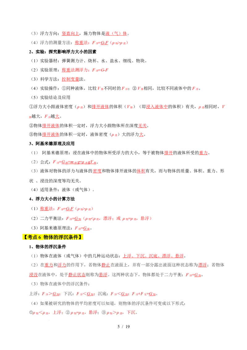 第9章压强和浮力速记清单（解析版）(1)_8下-初中物理苏科版(4)_04知识清单_第1套_第9章压强和浮力速记清单-2024-2025学年八年级物理下册单元速记&middot;巧练（苏科版2024）