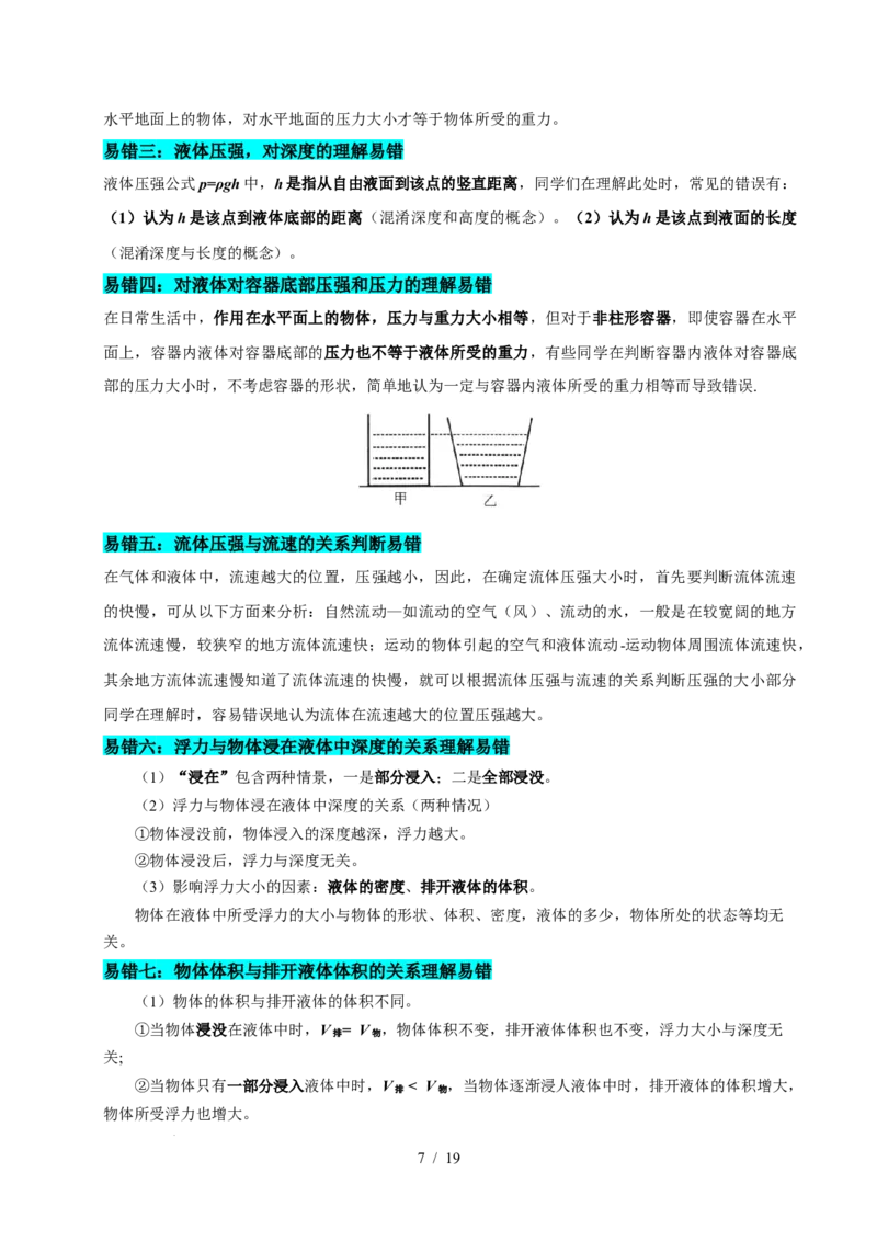 第9章压强和浮力速记清单（解析版）(1)_8下-初中物理苏科版(4)_04知识清单_第1套_第9章压强和浮力速记清单-2024-2025学年八年级物理下册单元速记&middot;巧练（苏科版2024）