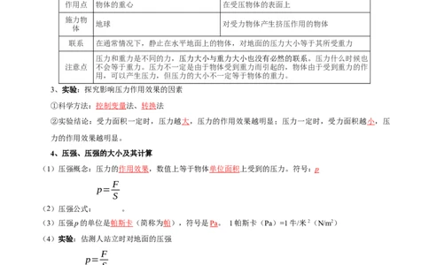 第9章压强和浮力速记清单（解析版）(1)_8下-初中物理苏科版(4)_04知识清单_第1套_第9章压强和浮力速记清单-2024-2025学年八年级物理下册单元速记&middot;巧练（苏科版2024）