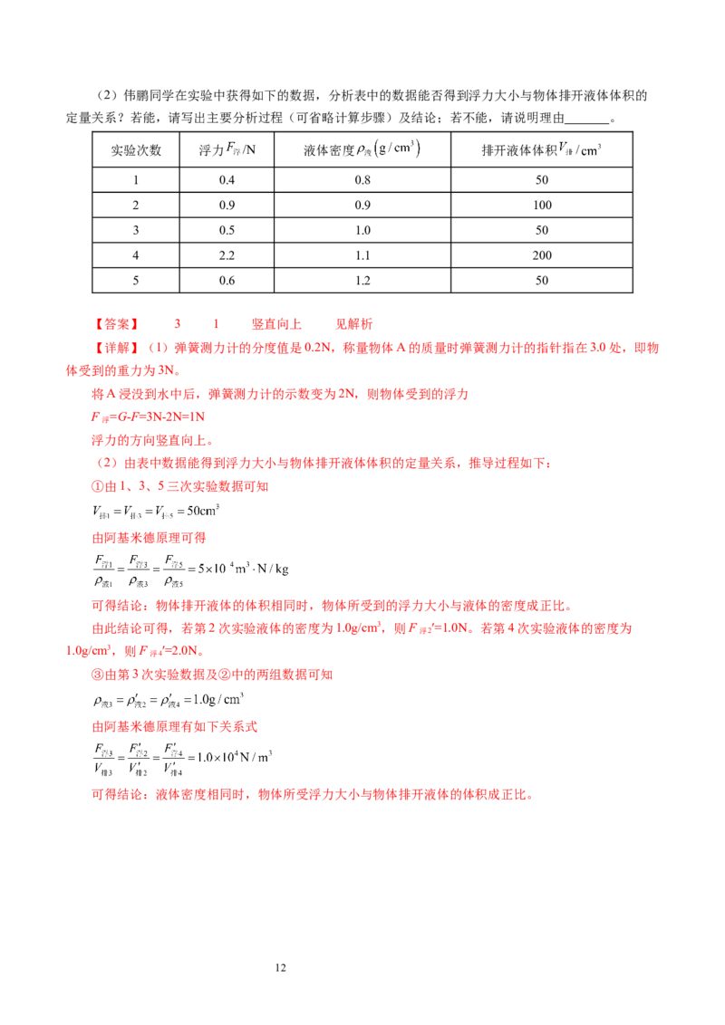 9.4浮力（第1课时）（分层作业）解析版(1)_8下-初中物理苏科版(4)_01课件+练习_9.4+浮力（第1课时）（分层作业）-上好课八年级物理下册同步高效课堂（苏科版2024）