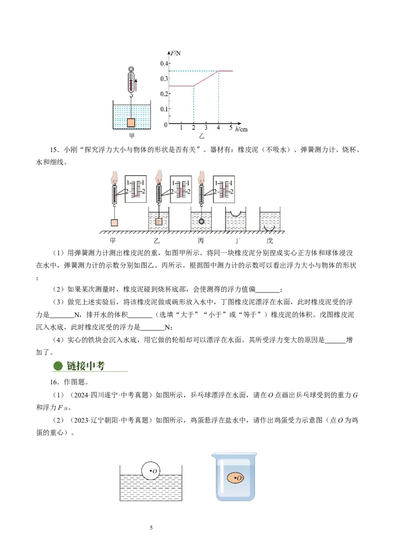 9.4浮力（第1课时）（分层作业）原卷版(1)_8下-初中物理苏科版(4)_01课件+练习_9.4+浮力（第1课时）（分层作业）-上好课八年级物理下册同步高效课堂（苏科版2024）