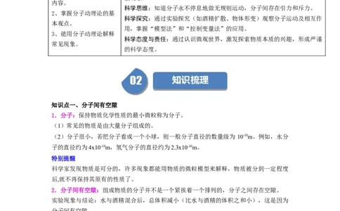 第17讲课时10.1走进分子世界（学生版）-八年级物理下册同步精品讲义（苏科版2025）_8下-初中物理苏科版(4)_06讲义_学生版文件夹（题目不含答案或解析）目录与教师版一致