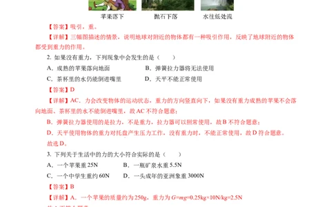 7.2重力力的示意图（分层作业）（解析版）(1)_8下-初中物理苏科版(4)_01课件+练习_7.2重力力的示意图（分层作业）-上好课八年级物理下册同步高效课堂（苏科版2024）