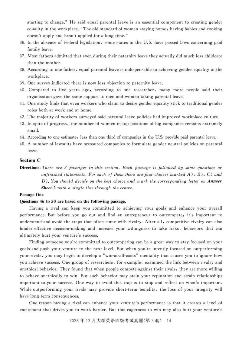 四级真题试题（23年12月）_英语四六级保存避免失效_最新更新，视频都在这_2026、6月四级速转存易和谐_0、2025年12月四级_00.学丞四级全程班刘晓燕_00讲义资料_四六级历年真题汇总
