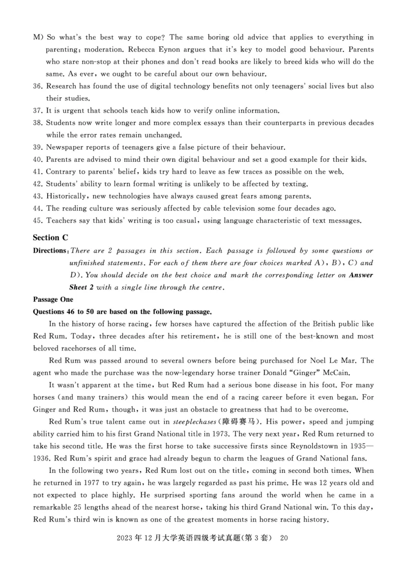四级真题试题（23年12月）_英语四六级保存避免失效_最新更新，视频都在这_2026、6月四级速转存易和谐_0、2025年12月四级_00.学丞四级全程班刘晓燕_00讲义资料_四六级历年真题汇总