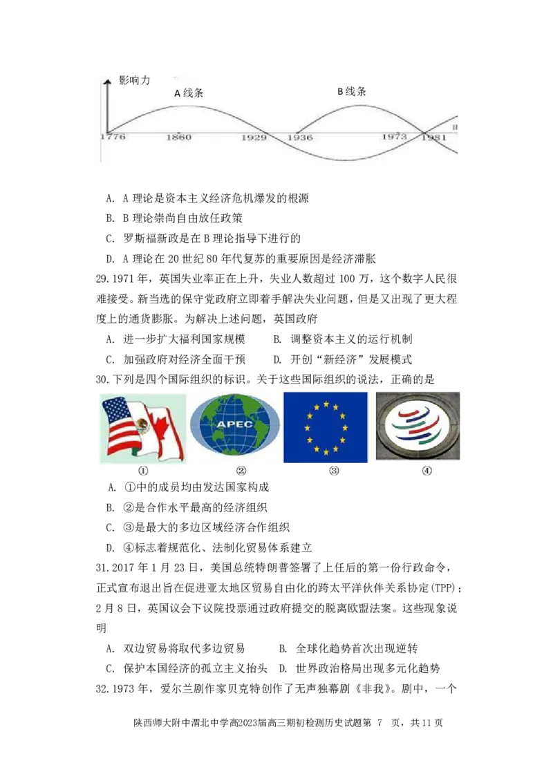 陕西师范大学附属中学、渭北中学等2022-2023学年高三上学期期初检测历史试题_07高考历史_历史高考模拟题_旧高考_2023年_2023陕西师范大学附属中学、渭北中学等高三上学期期初检测历史