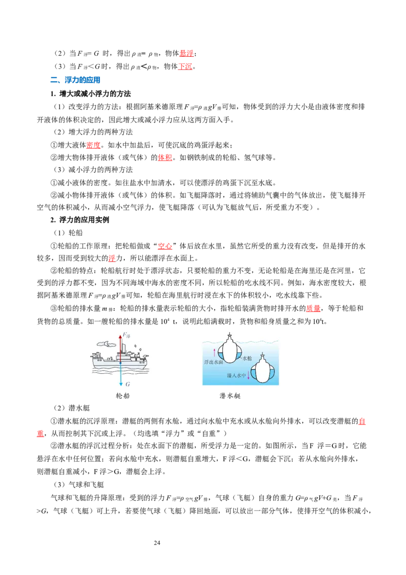 第九章压强和浮力（知识清单）教师版_8下-初中物理苏科版(4)_04知识清单_第2套_第九章+压强和浮力（单元知识清单）-上好课八年级物理下册同步高效课堂（苏科版2024）