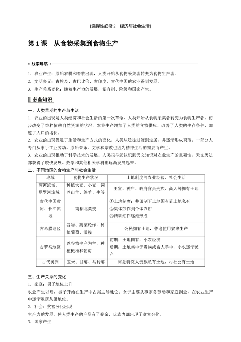 高中历史《选择性必修2》综合复习知识清单_07高考历史_2025年新高考资料_一轮复习_2025高考历史一轮综合复习知识清单（完结）