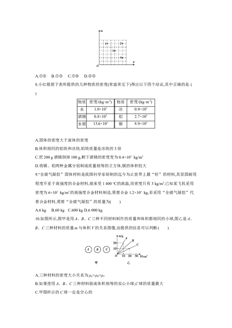 第六章++物质的物理属性单元检测（苏科版）_8下-初中物理苏科版(4)_赠送：旧版资料（和新版好多一样，仍具有很大参考价值）_03试卷_单元测试