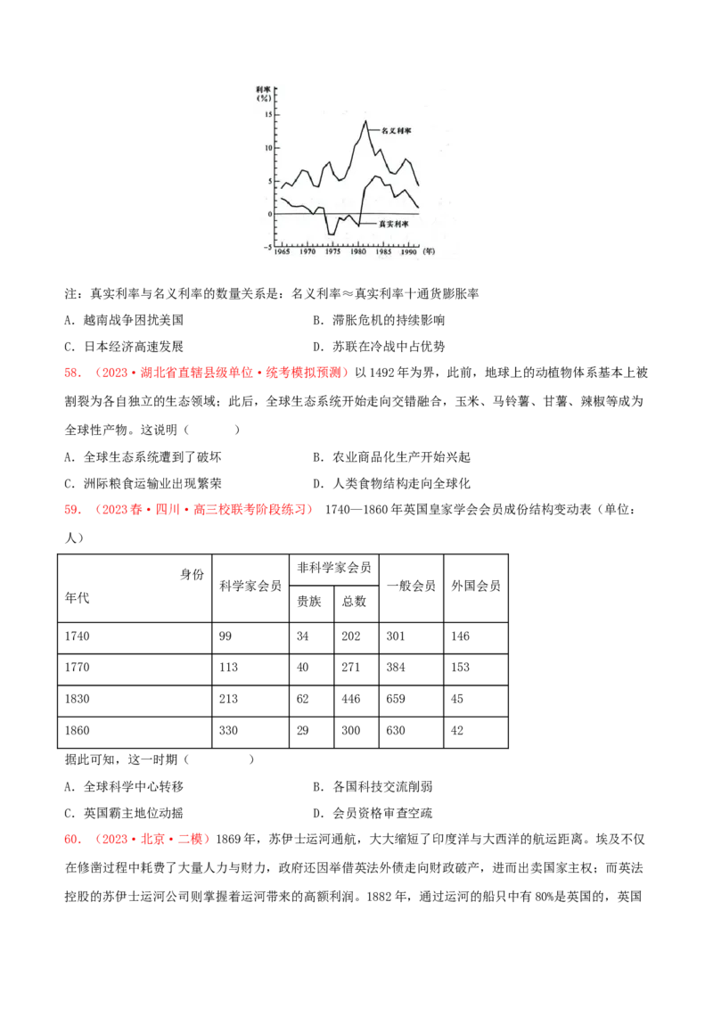 集训16选择性必修2：经济与社会生活100题（2）（原卷版）_07高考历史_2024年新高考资料_3.2024专项复习_备战2024年高考历史专项提分集训900题（统编版）