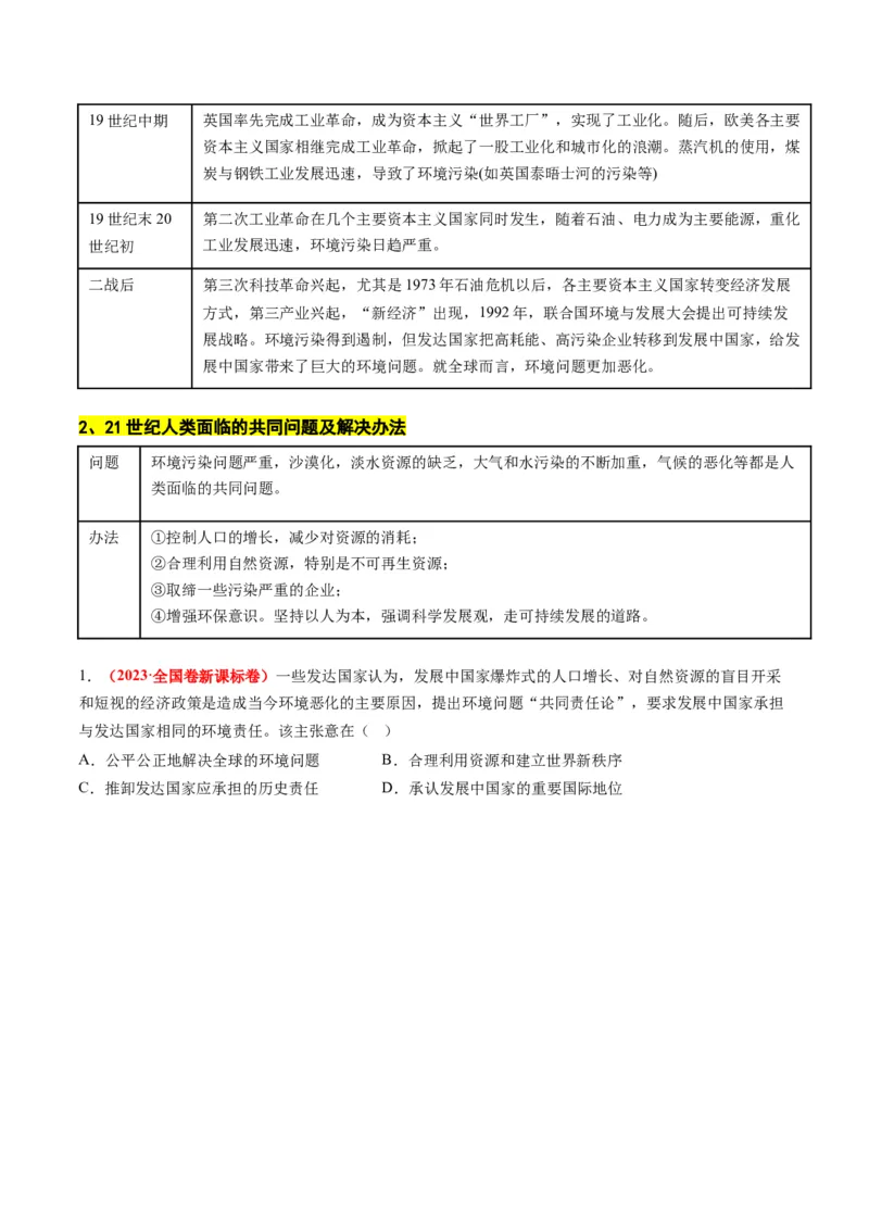 高考热点06生态文明，美丽中国（讲义）（原卷版）_07高考历史_2024年新高考资料_2.2024二轮复习_2024年高考历史二轮复习讲练测（新教材新高考）