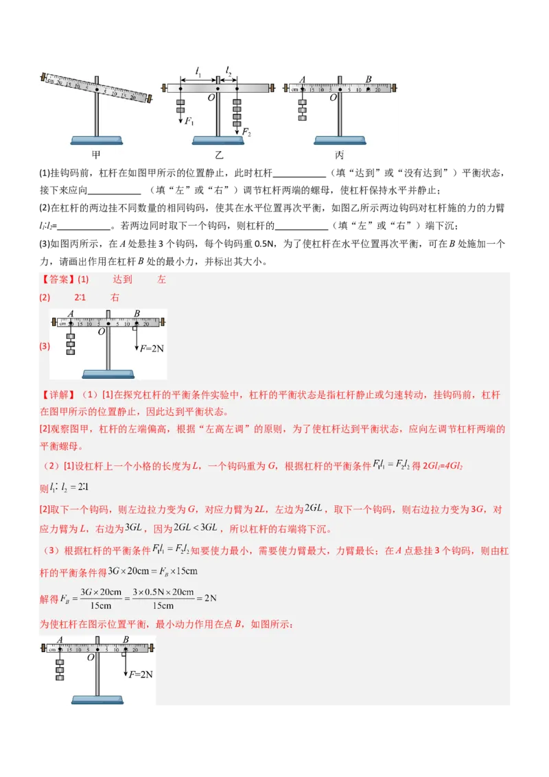 一、杠杆（重难点训练）（解析版）_9上-初中物理苏科版(4)_04讲义（更新中）_一、杠杆（八大题型）（重难点训练）物理苏科版2024九年级上册