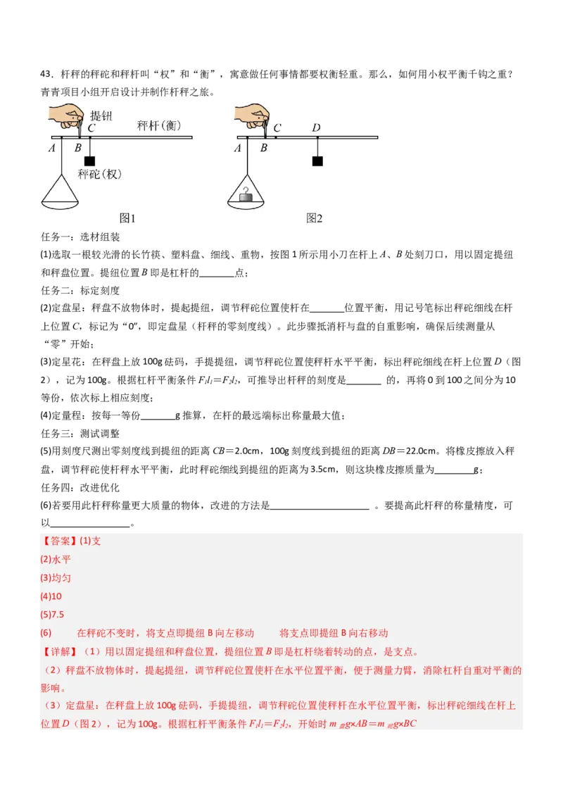 一、杠杆（重难点训练）（解析版）_9上-初中物理苏科版(4)_04讲义（更新中）_一、杠杆（八大题型）（重难点训练）物理苏科版2024九年级上册