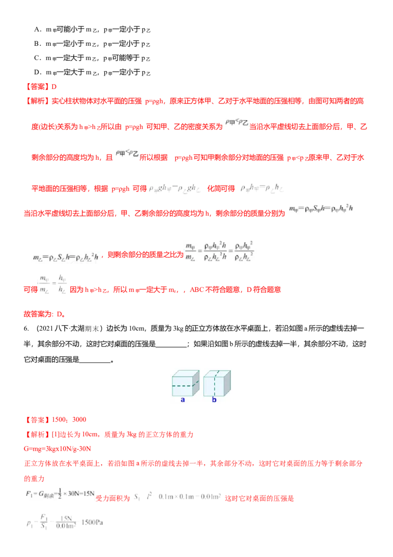 10.6专题压强与浮力（解析版）_8下-初中物理苏科版(4)_赠送：旧版资料（和新版好多一样，仍具有很大参考价值）_02讲义