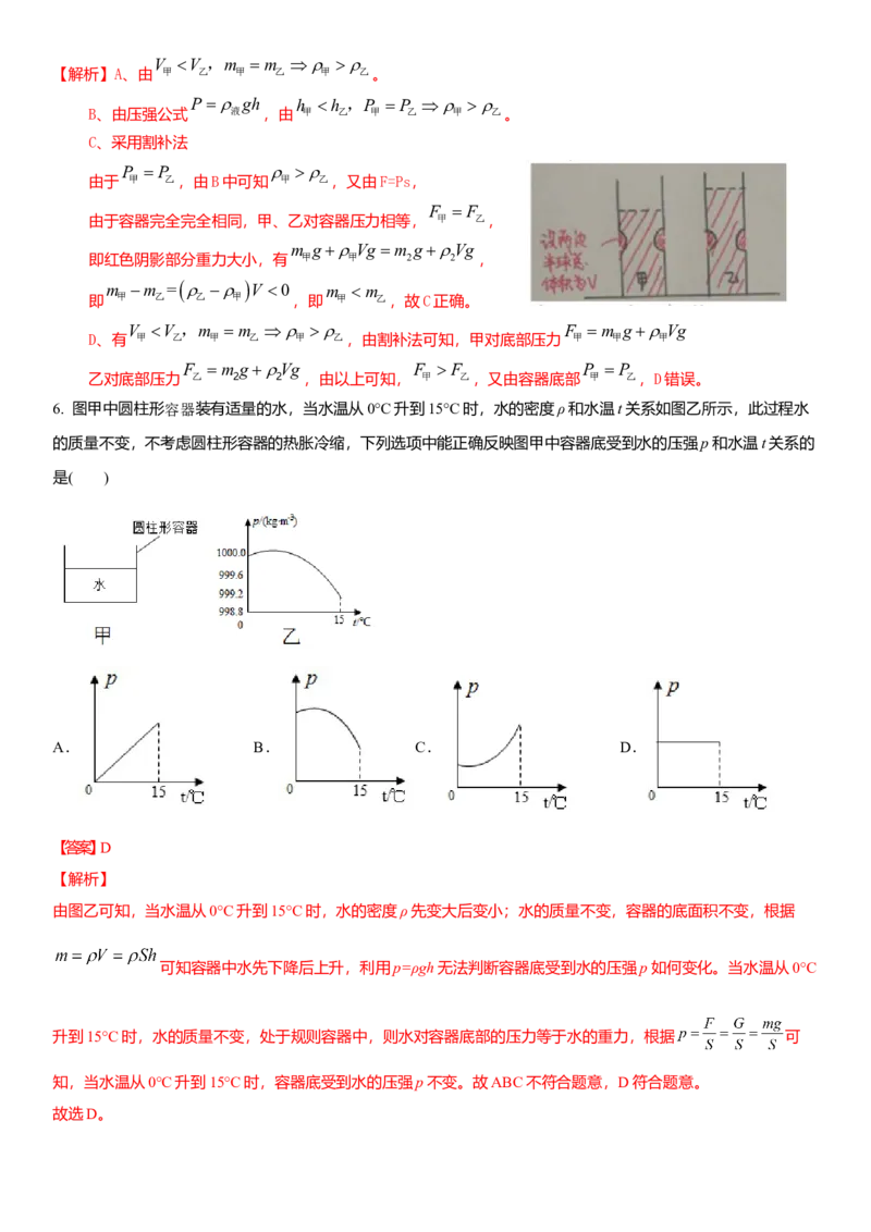 10.6专题压强与浮力（解析版）_8下-初中物理苏科版(4)_赠送：旧版资料（和新版好多一样，仍具有很大参考价值）_02讲义