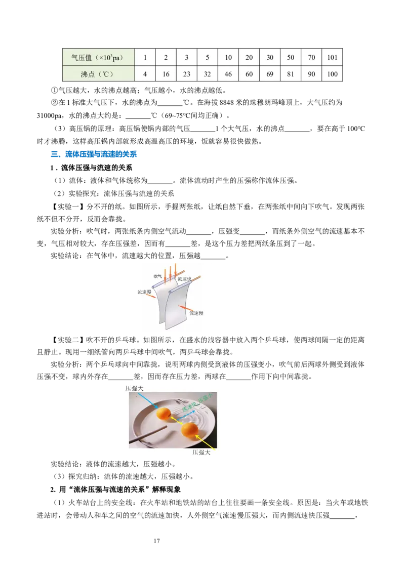 第九章压强和浮力（知识清单）学生版(2)_8下-初中物理苏科版(4)_04知识清单_第2套_第九章+压强和浮力（单元知识清单）-上好课八年级物理下册同步高效课堂（苏科版2024）