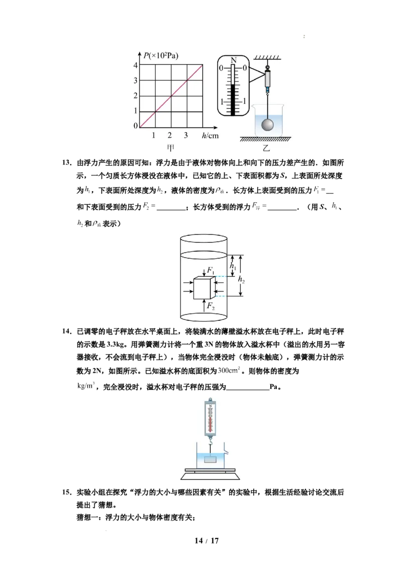 第15讲课时9.4浮力（学生版）-八年级物理下册同步精品讲义（苏科版2025）_8下-初中物理苏科版(4)_06讲义_学生版文件夹（题目不含答案或解析）目录与教师版一致