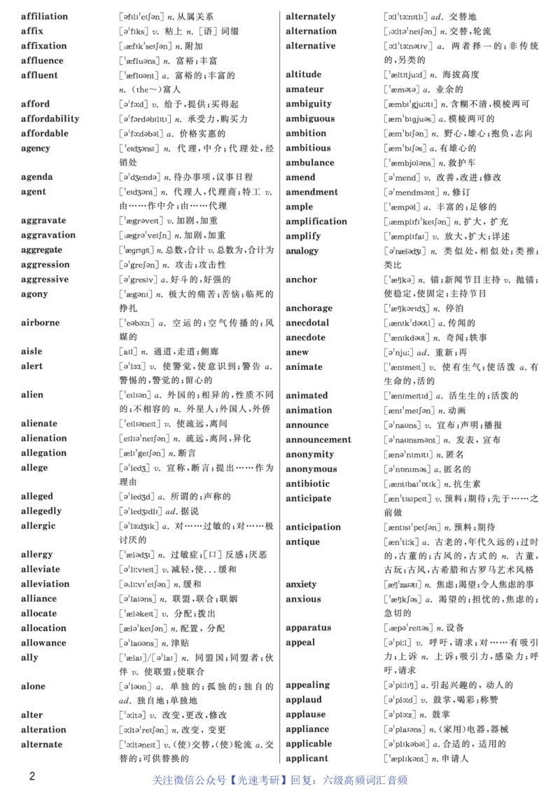 六级高频词汇（带音频）正序版_英语四六级保存避免失效_最新更新，视频都在这_2026、6月四级速转存易和谐_0、2025年12月四级_00.学丞四级全程班刘晓燕_00讲义资料