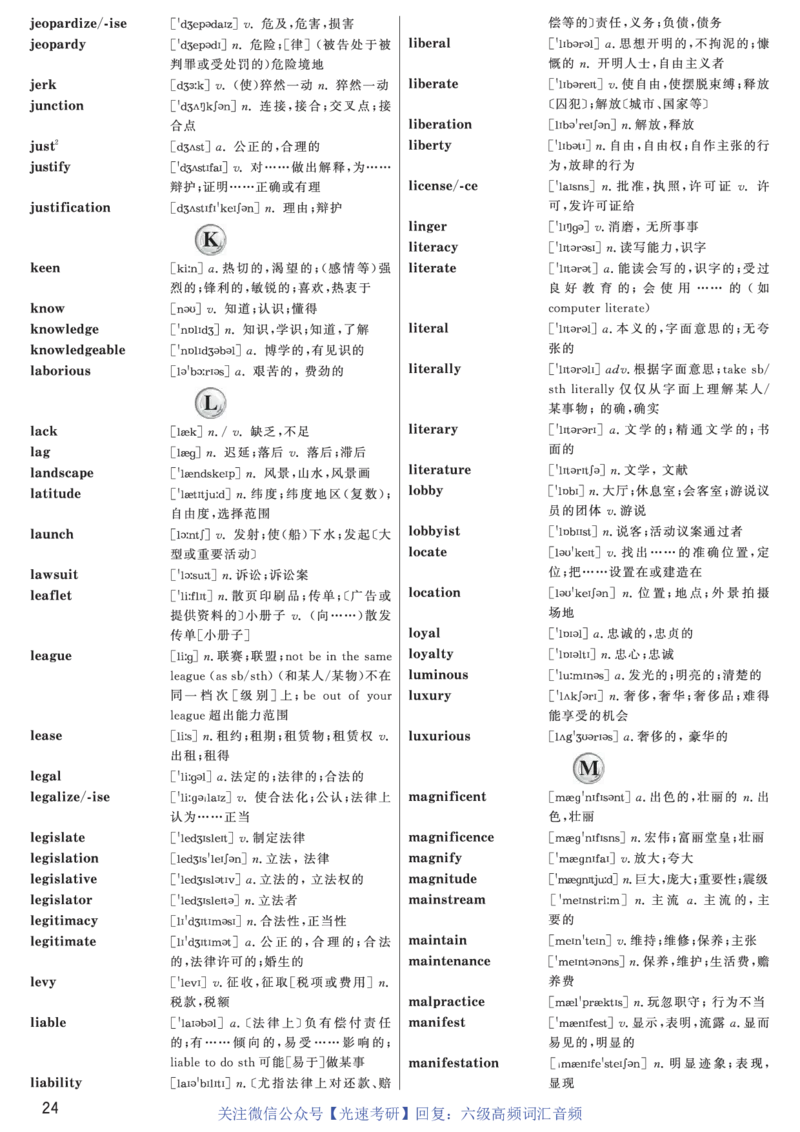 六级高频词汇（带音频）正序版_英语四六级保存避免失效_最新更新，视频都在这_2026、6月四级速转存易和谐_0、2025年12月四级_00.学丞四级全程班刘晓燕_00讲义资料
