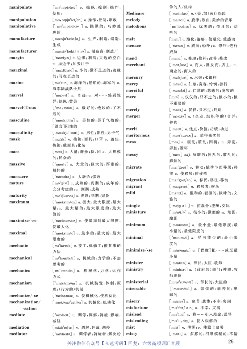 六级高频词汇（带音频）正序版_英语四六级保存避免失效_最新更新，视频都在这_2026、6月四级速转存易和谐_0、2025年12月四级_00.学丞四级全程班刘晓燕_00讲义资料
