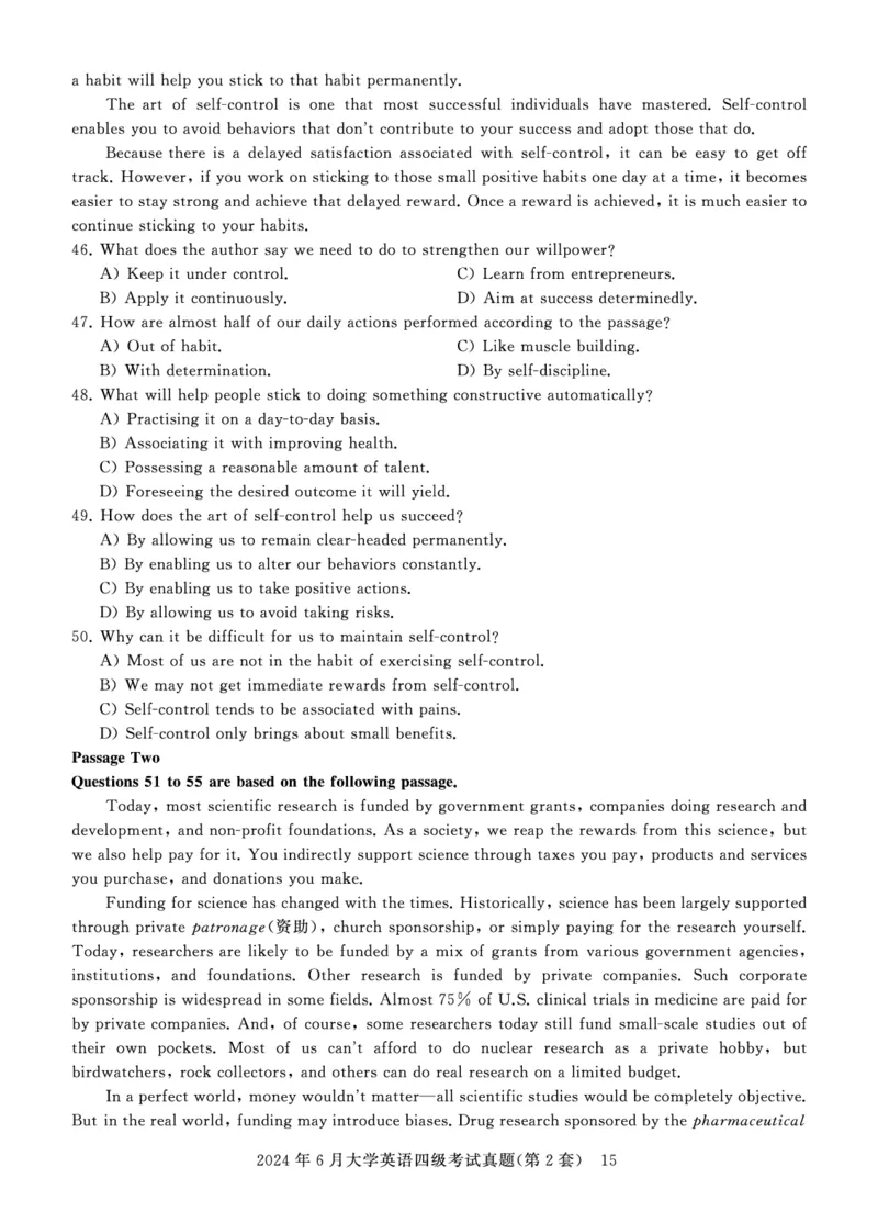 四级真题试题（24年6月）_英语四六级保存避免失效_最新更新，视频都在这_2026、6月四级速转存易和谐_0、2025年12月四级_00.学丞四级全程班刘晓燕_00讲义资料_四六级历年真题汇总