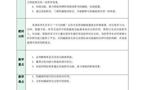 一、机械能（教学设计）物理苏科版2024九年级上册_9上-初中物理苏科版(4)_02课件+教案+分层作业第2套（更新中）_教案（教学设计）_第十二章机械能和内能