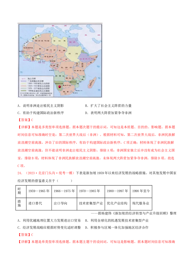 集训11世界现代史100题（1）（解析版）_07高考历史_2024年新高考资料_3.2024专项复习_备战2024年高考历史专项提分集训900题（统编版）