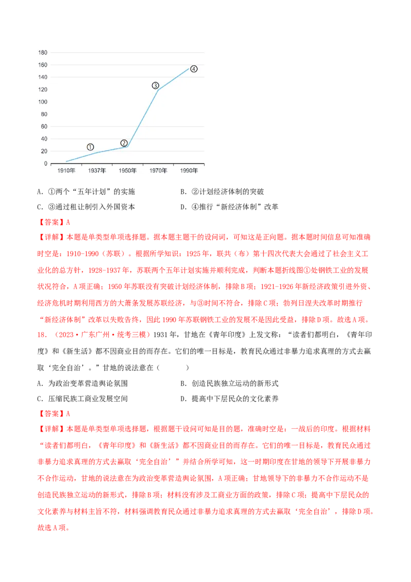 集训11世界现代史100题（1）（解析版）_07高考历史_2024年新高考资料_3.2024专项复习_备战2024年高考历史专项提分集训900题（统编版）