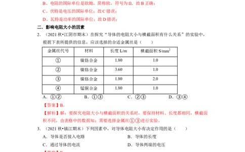 第14章-欧姆定律（选择题基础）-期末题汇编2022-2023苏科版九年级物理上学期期末复习专题精炼（解析版）_9上-初中物理苏科版(4)_05复习资料