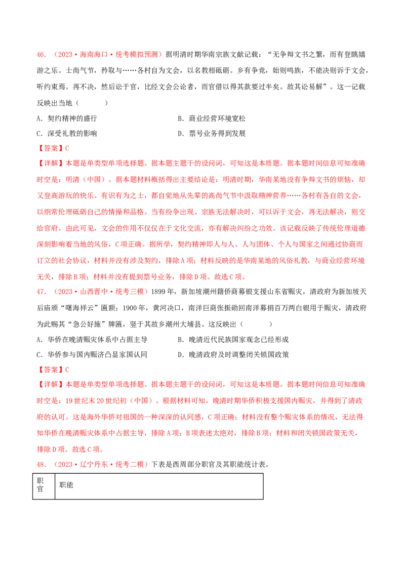 集训13选择性必修1：国家制度与社会治理100题（1）（解析版）_07高考历史_2024年新高考资料_3.2024专项复习_备战2024年高考历史专项提分集训900题（统编版）